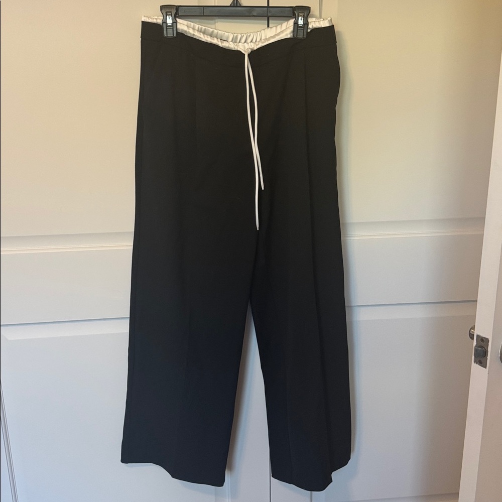 Zara Black Pants with White Waistband